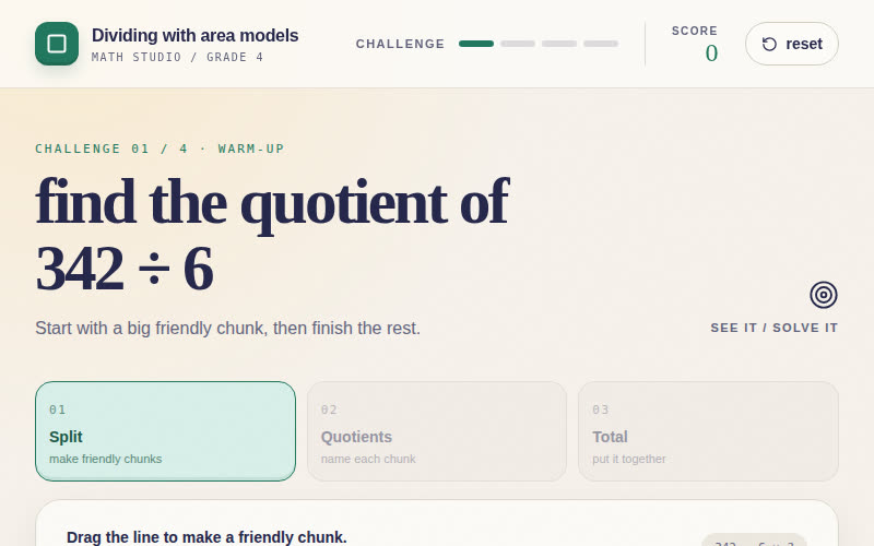 Dividing with Area Models screenshot