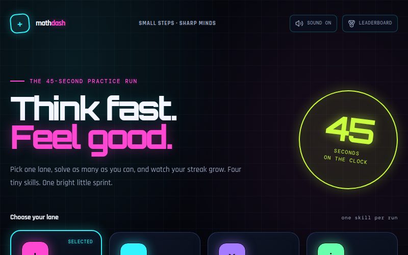 Four Operation Math Dash screenshot