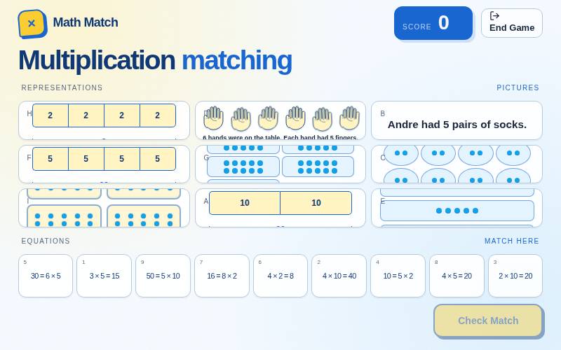 Multiplication Matching screenshot