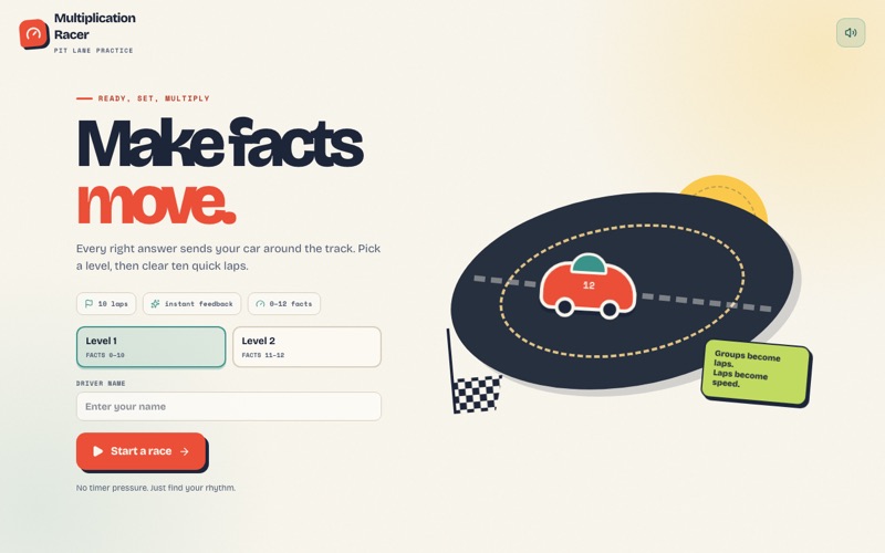 Multiplication Racer screenshot