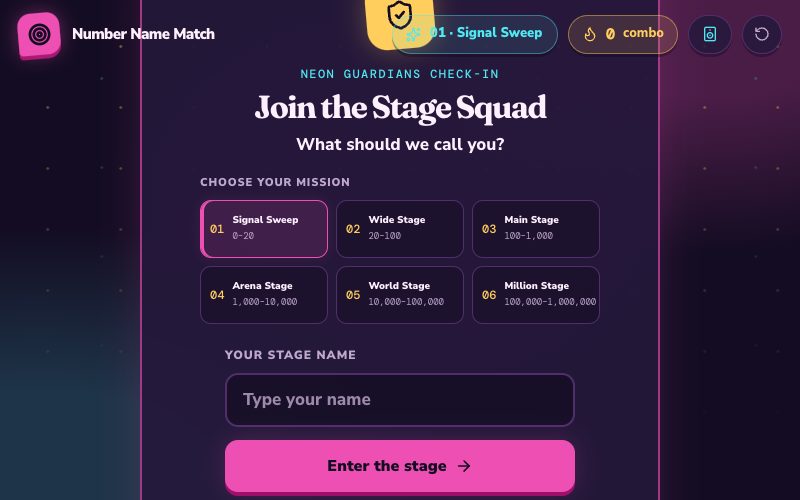 Number Name Match screenshot