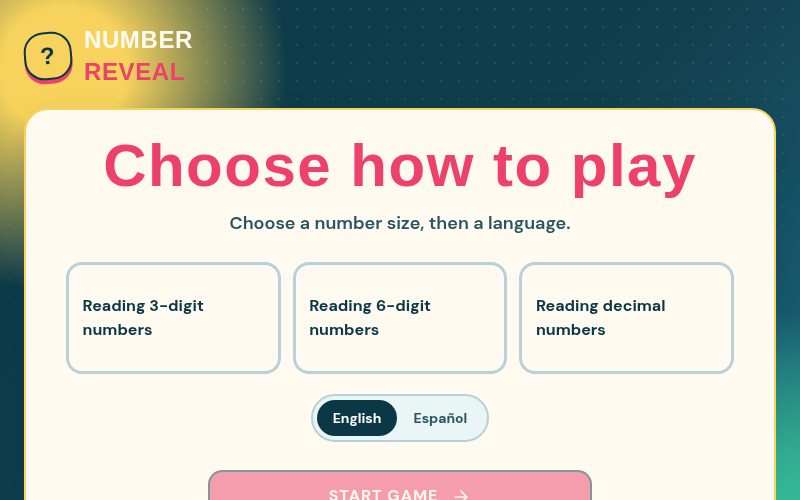 Number Reading Game screenshot
