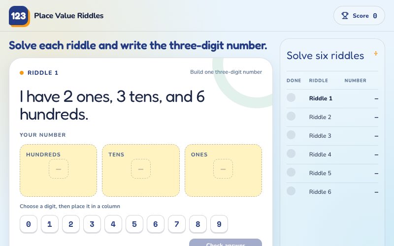 Place Value Riddle screenshot