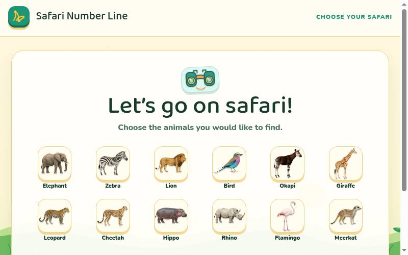 Safari Number Line screenshot