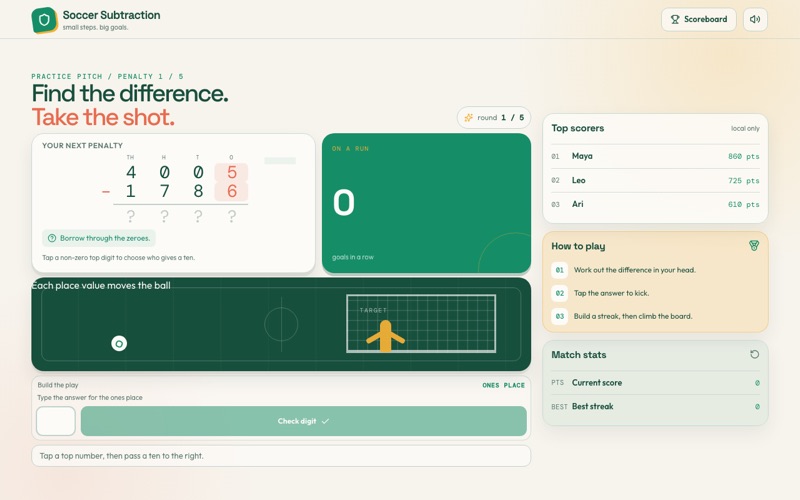 Soccer Subtraction screenshot
