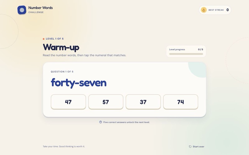 Number Words Challenge screenshot